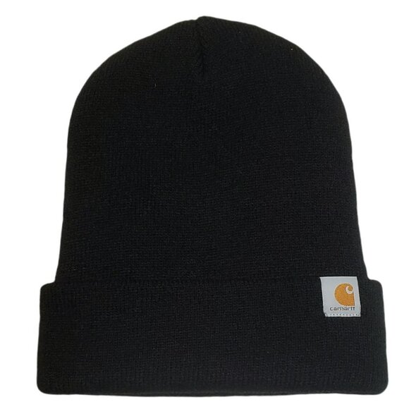 Carhartt Knit Beanie Hat Cuffed 3M Thinsulate Black Orange Spell Out Embroidered - Picture 4 of 8